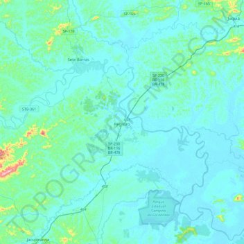 Mapa topográfico Registro, altitud, relieve
