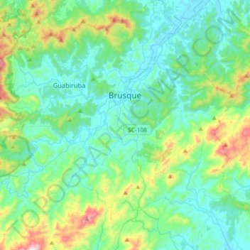 Mapa topográfico Brusque, altitud, relieve