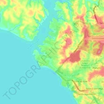 Mapa topográfico Ponta Negra, altitud, relieve