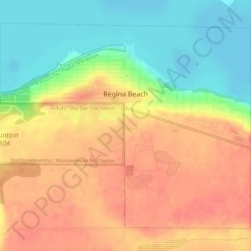 Mapa topográfico Regina Beach, altitud, relieve