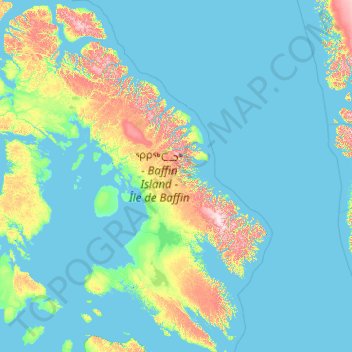 Mapa topográfico Baffininsel, altitud, relieve