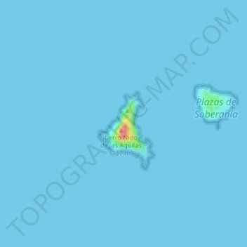 Mapa topográfico Islas Chafarinas, altitud, relieve