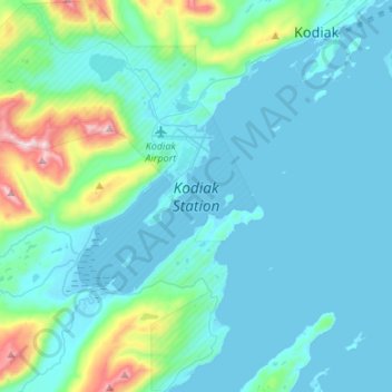 Mapa topográfico Kodiak Station, altitud, relieve