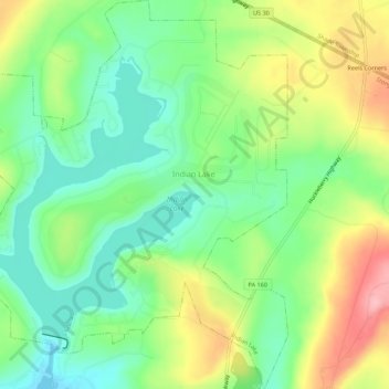 Mapa topográfico Indian Lake, altitud, relieve