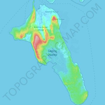 Mapa topográfico Havelock Island, altitud, relieve