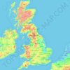 Mapa topográfico Großbritannien, altitud, relieve