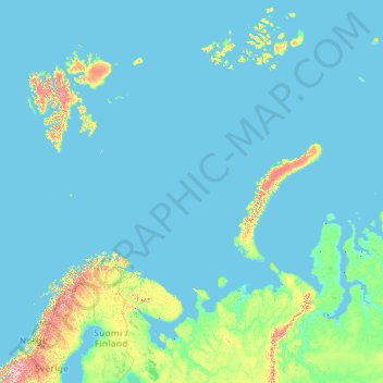Mapa topográfico Arkhangelsk Oblast, altitud, relieve
