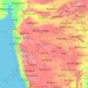 Mapa topográfico Maharashtra, altitud, relieve