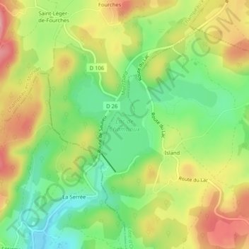 Mapa topográfico Lac de Chamboux, altitud, relieve