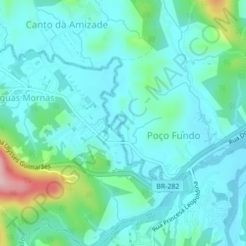 Mapa topográfico Rio Forquilha, altitud, relieve