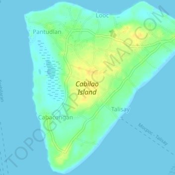 Mapa topográfico Cabilao Island, altitud, relieve