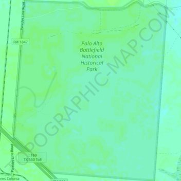 Mapa topográfico Palo Alto Battlefield National Historical Park, altitud, relieve