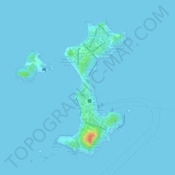 Mapa topográfico Ilha de Paquetá, altitud, relieve