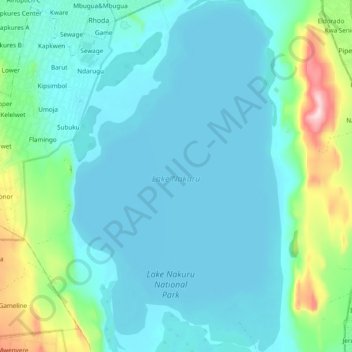 Mapa topográfico Lake Nakuru, altitud, relieve
