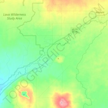 Mapa topográfico Little Wood River, altitud, relieve