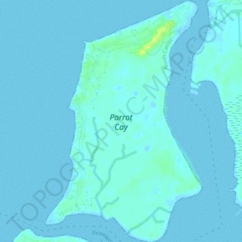 Mapa topográfico Parrot Cay, altitud, relieve