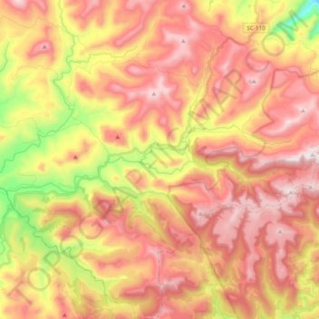 Mapa topográfico Rio Lava-tudo, altitud, relieve