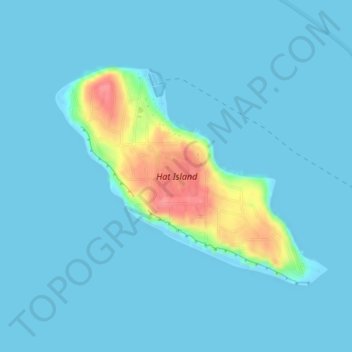 Mapa topográfico Hat Island, altitud, relieve