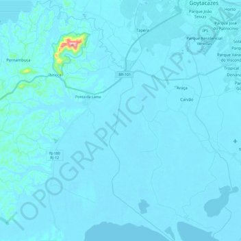 Mapa topográfico Rio Ururaí, altitud, relieve