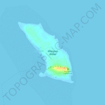 Mapa topográfico Maniquin Island, altitud, relieve
