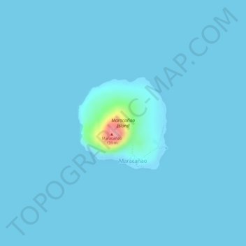 Mapa topográfico Maracañao Island, altitud, relieve