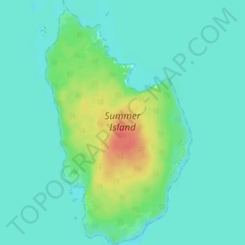 Mapa topográfico Summer Island, altitud, relieve