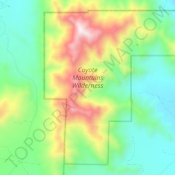 Mapa topográfico Coyote Mountains Wilderness Area, altitud, relieve