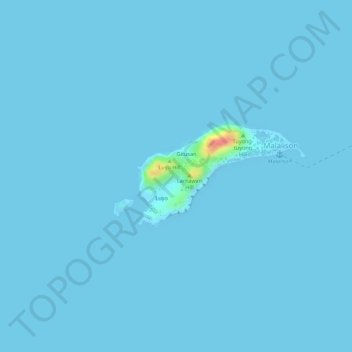 Mapa topográfico Malalison Island, altitud, relieve