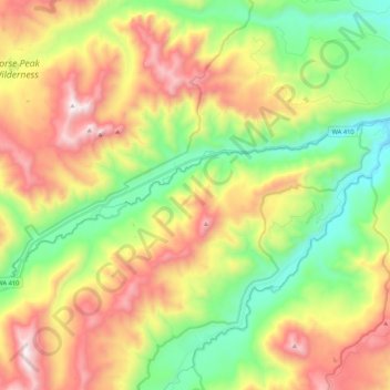 Mapa topográfico American River, altitud, relieve