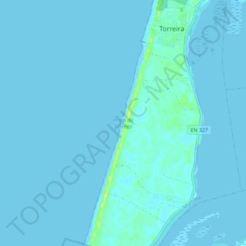 Mapa topográfico Praia da Torreira, altitud, relieve