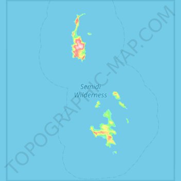 Mapa topográfico Semidi Wilderness, altitud, relieve