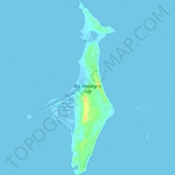 Mapa topográfico Big Ambergris Cay, altitud, relieve