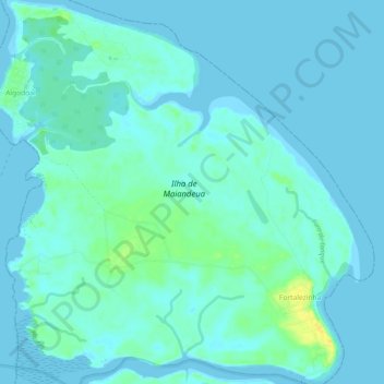 Mapa topográfico Ilha do Algodoal, altitud, relieve