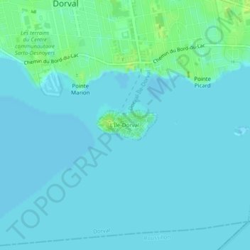 Mapa topográfico Île Dorval, altitud, relieve