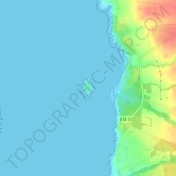 Mapa topográfico Ilha do Pessegueiro, altitud, relieve