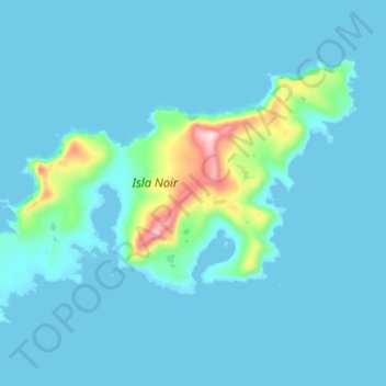 Mapa topográfico Noir Island, altitud, relieve