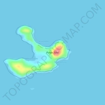 Mapa topográfico Coral Island, altitud, relieve