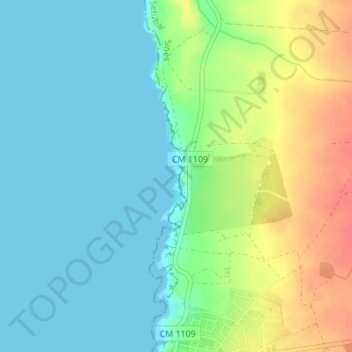 Mapa topográfico Praia da Samoqueira, altitud, relieve