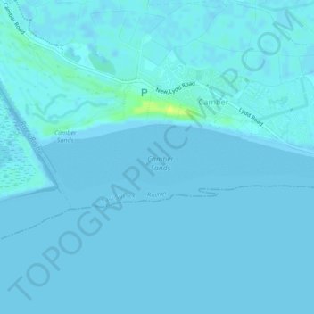Mapa topográfico Camber Sands, altitud, relieve