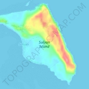 Mapa topográfico Suluan Island, altitud, relieve