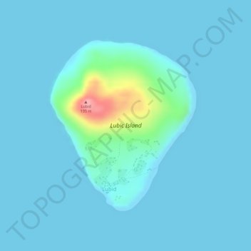 Mapa topográfico Lubid Island, altitud, relieve