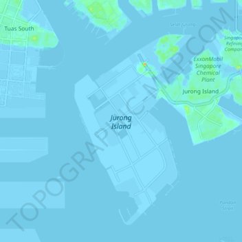 Mapa topográfico Jurong Island, altitud, relieve