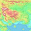 Mapa topográfico Rhodopen, altitud, relieve