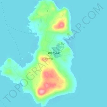 Mapa topográfico Isla Huapi, altitud, relieve