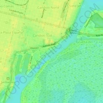 Mapa topográfico Laguna Setúbal, altitud, relieve