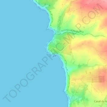 Mapa topográfico Forte de Paimogo, altitud, relieve
