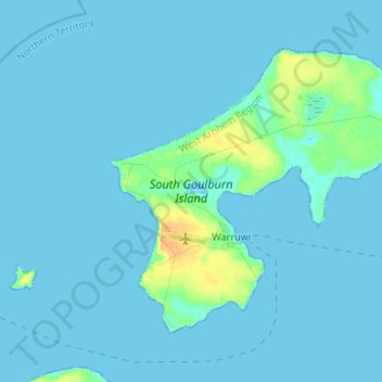 Mapa topográfico South Goulburn Island, altitud, relieve