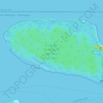 Mapa topográfico Estação Ecológica da Ilha do Mel, altitud, relieve