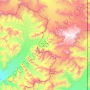Mapa topográfico Barnard Glacier, altitud, relieve