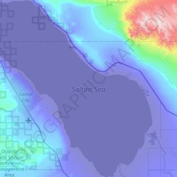 Mapa topográfico Salton Sea, altitud, relieve